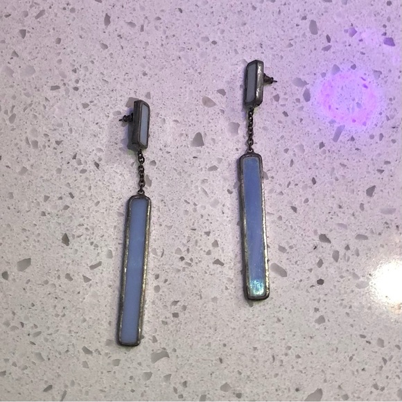 Elegant Handmade Artisan Purple Glass Earrings - Picture 2 of 6